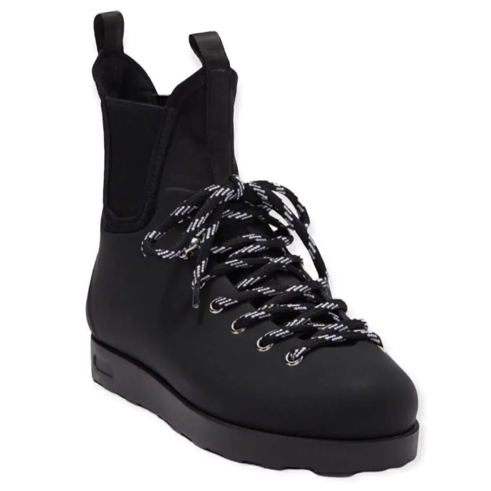 Jeffrey Campbell Black Lace Up Waterproof Tall Ankle Moto Combat Boots NEW
